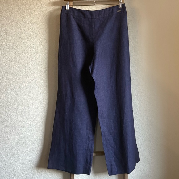 CHANEL Navy Blue Linen Wide Leg Trousers sz: EU 44/US 12 NWT